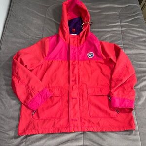 Kids Hooded salmon Pink windbreaker with Contrast Panels Sz M